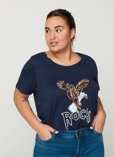 Kortærmet t-shirt med print, Navy Blazer/Rock, Model image number 0