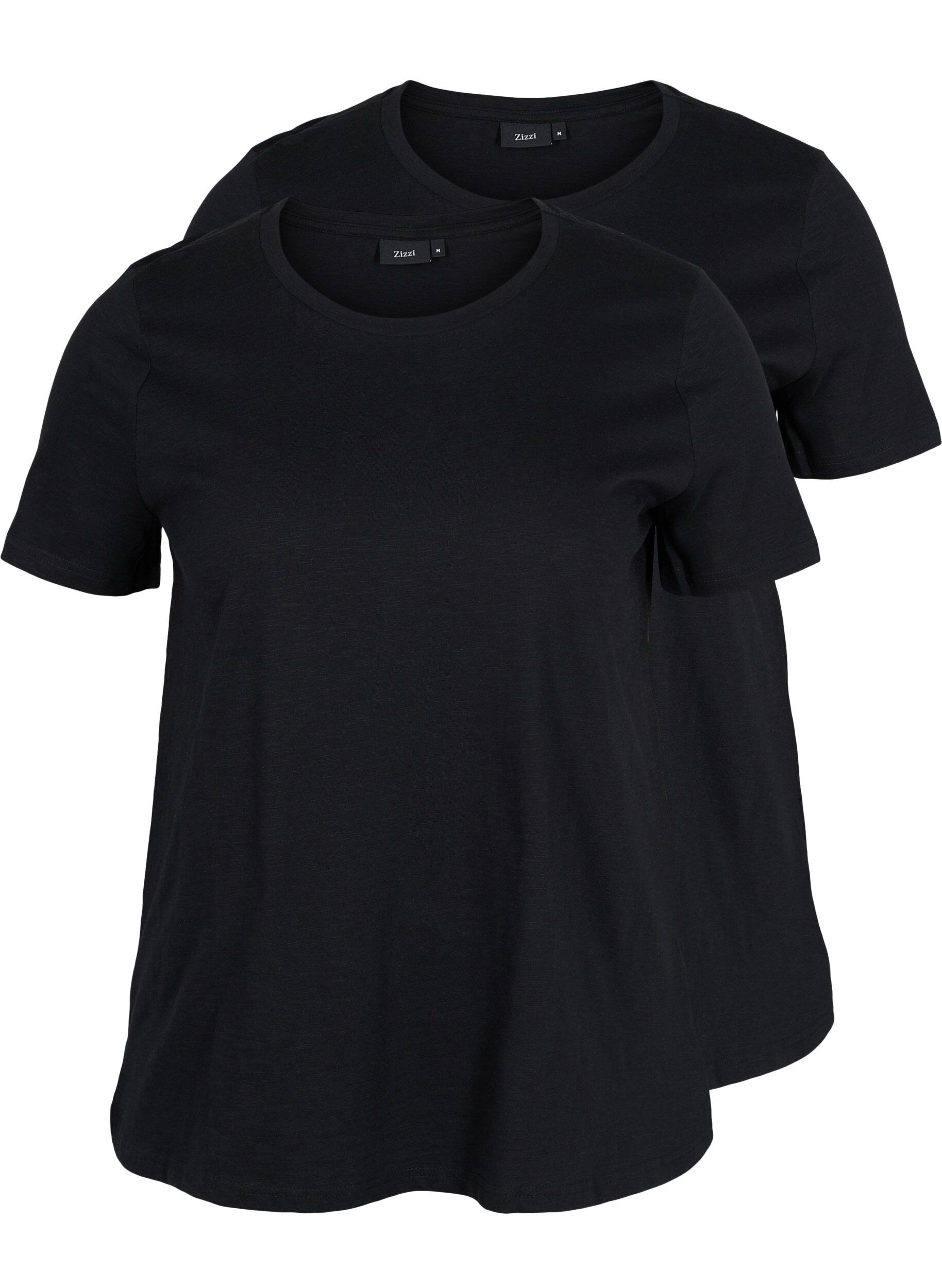 Zizzi 2-pak basis t-shirt i bomuld, Black/Black, Packshot image number 0