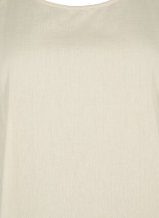 Kortærmet bluse i bomuldsmix med hør, Sandshell, Packshot image number 2