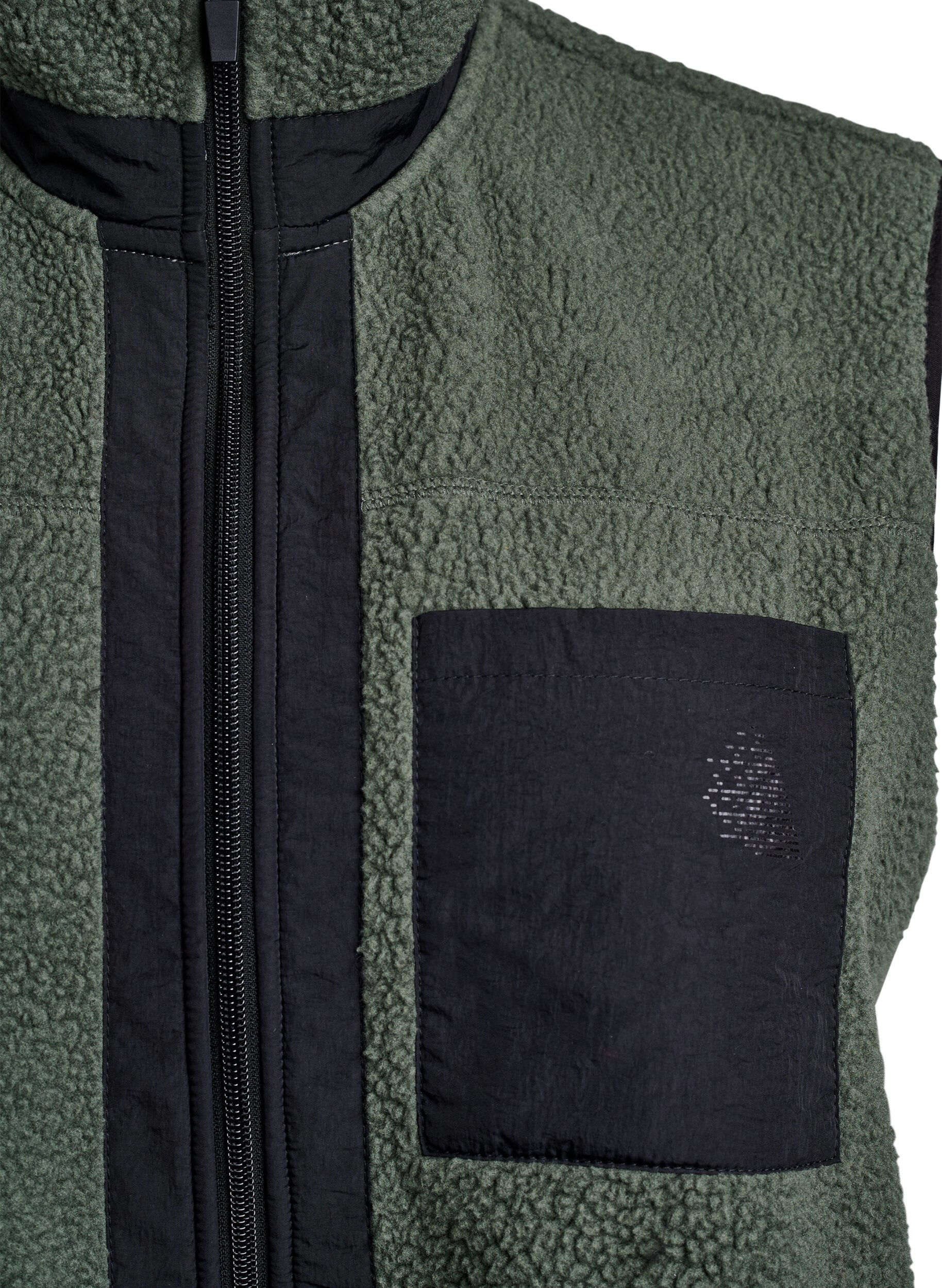 Zizzi Sporty teddy vest med lommer, Thyme, Packshot image number 2