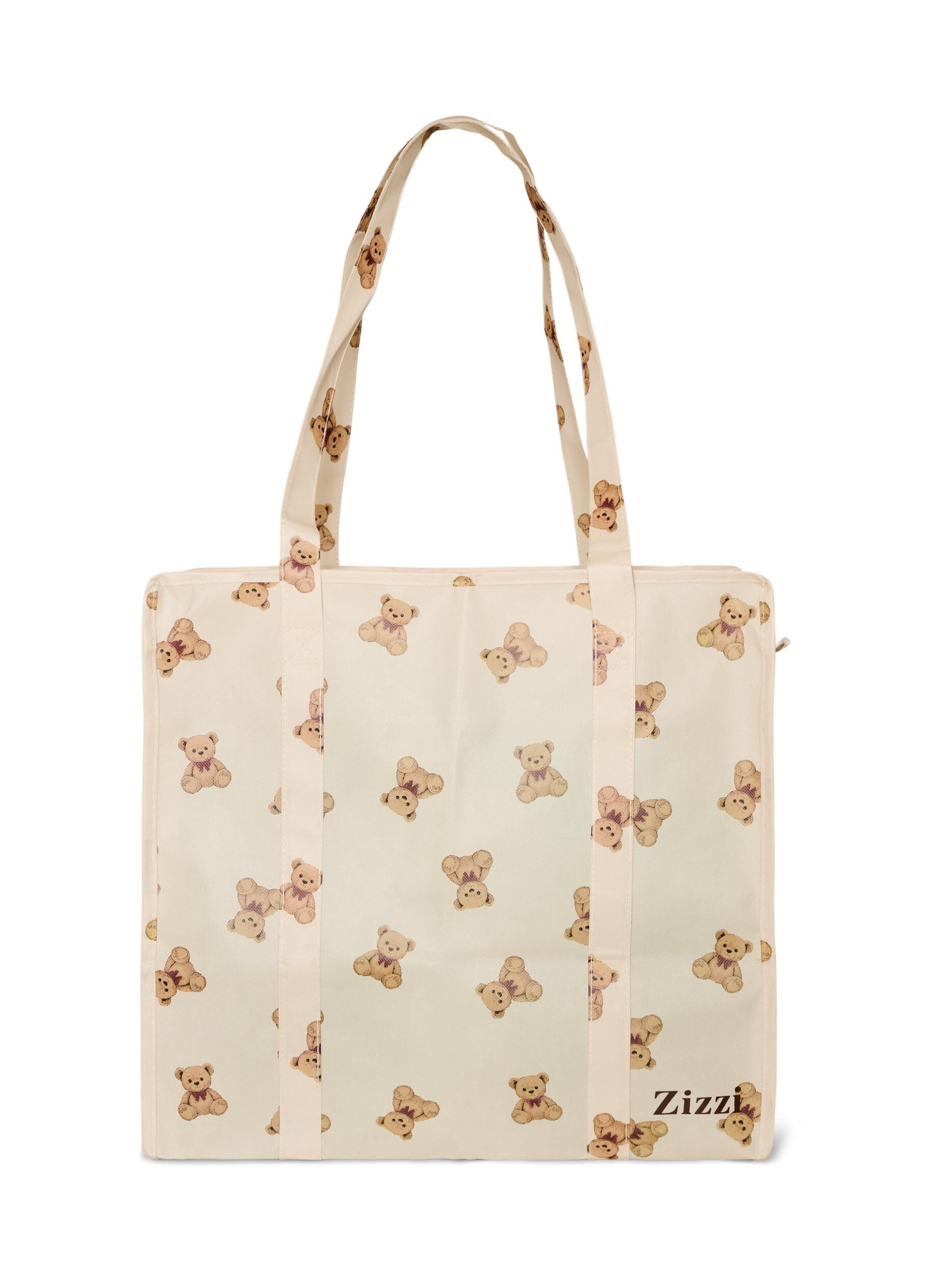 ZizziShoppingbag med lynl&aring;s, Beige, Packshot image number 0