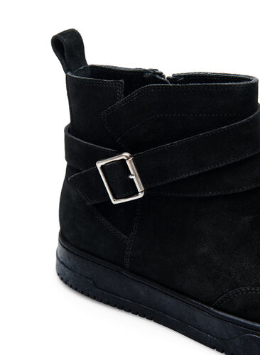 Kort wide fit støvle i ruskind, Black, Packshot image number 3
