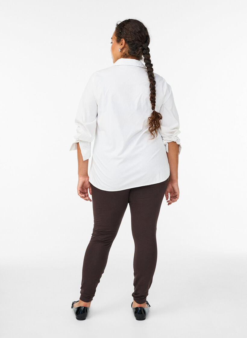 Leggings i bomuld med foer, Brun, Model image number 2