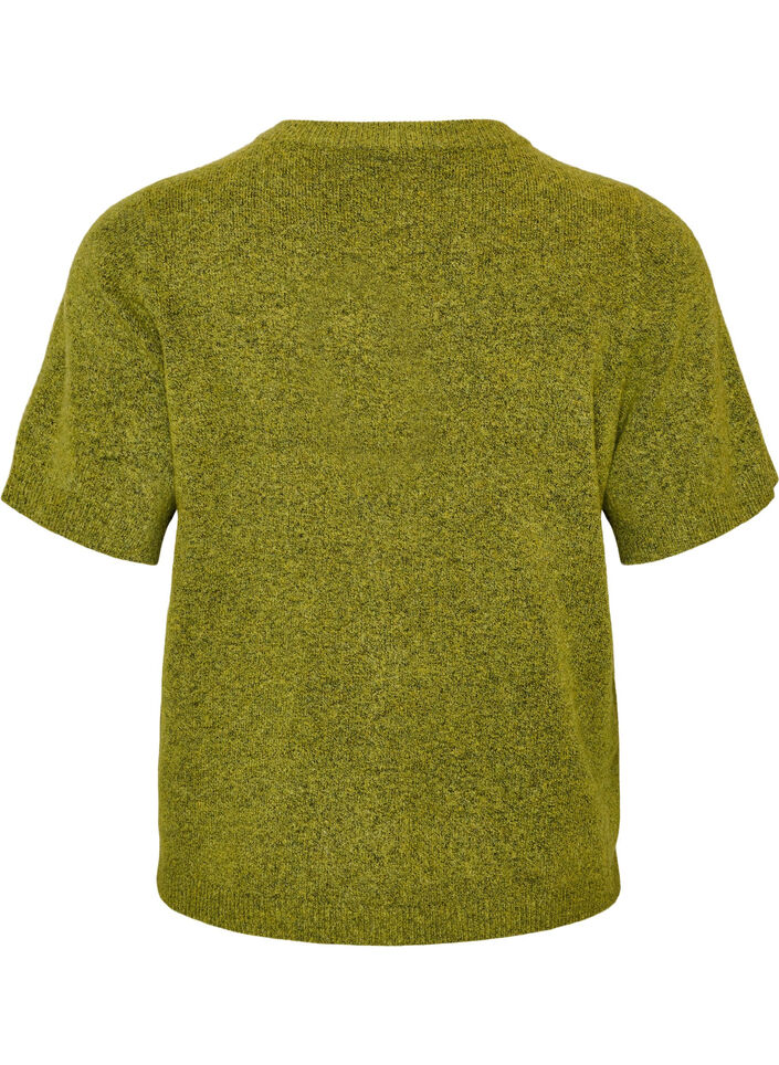 Strik cardigan med korte &aelig;rmer, Gr&oslash;n, Packshot image number 1