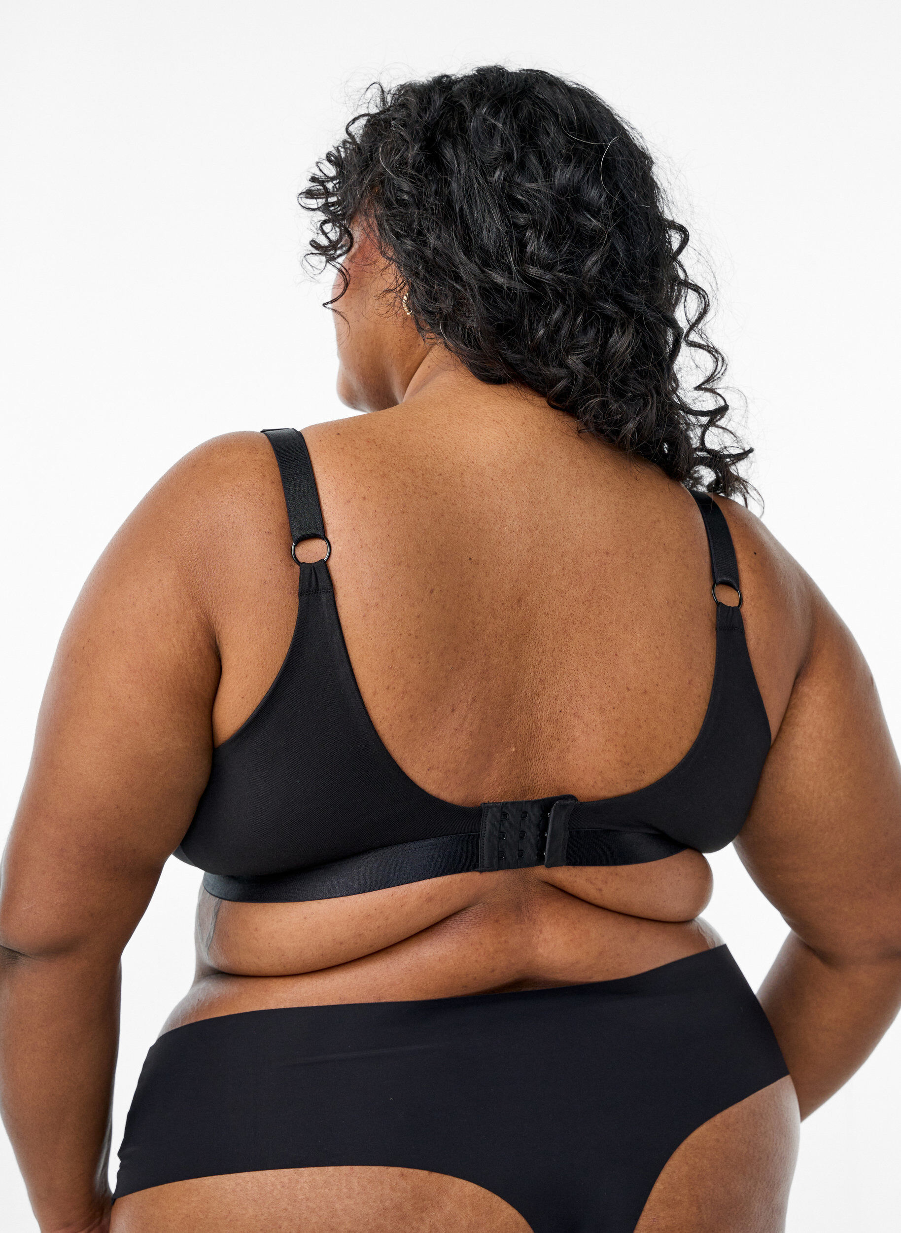 Zizzi Bralette i bomuld med blonder, Sort, Model image number 2