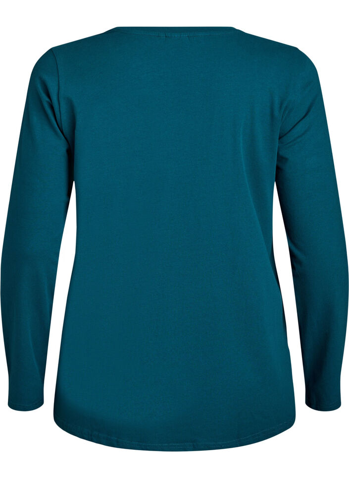 Basis jerseybluse med lange &aelig;rmer, Gr&oslash;n, Packshot image number 1