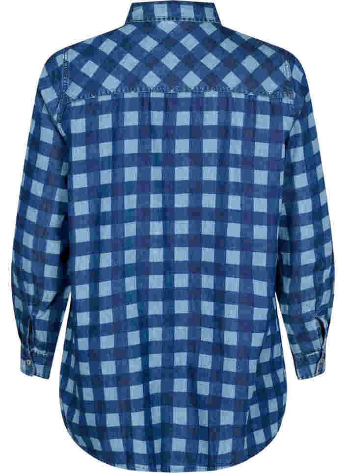 Bomulds skjorte i paisley mønster, Blue Check, Packshot image number 1