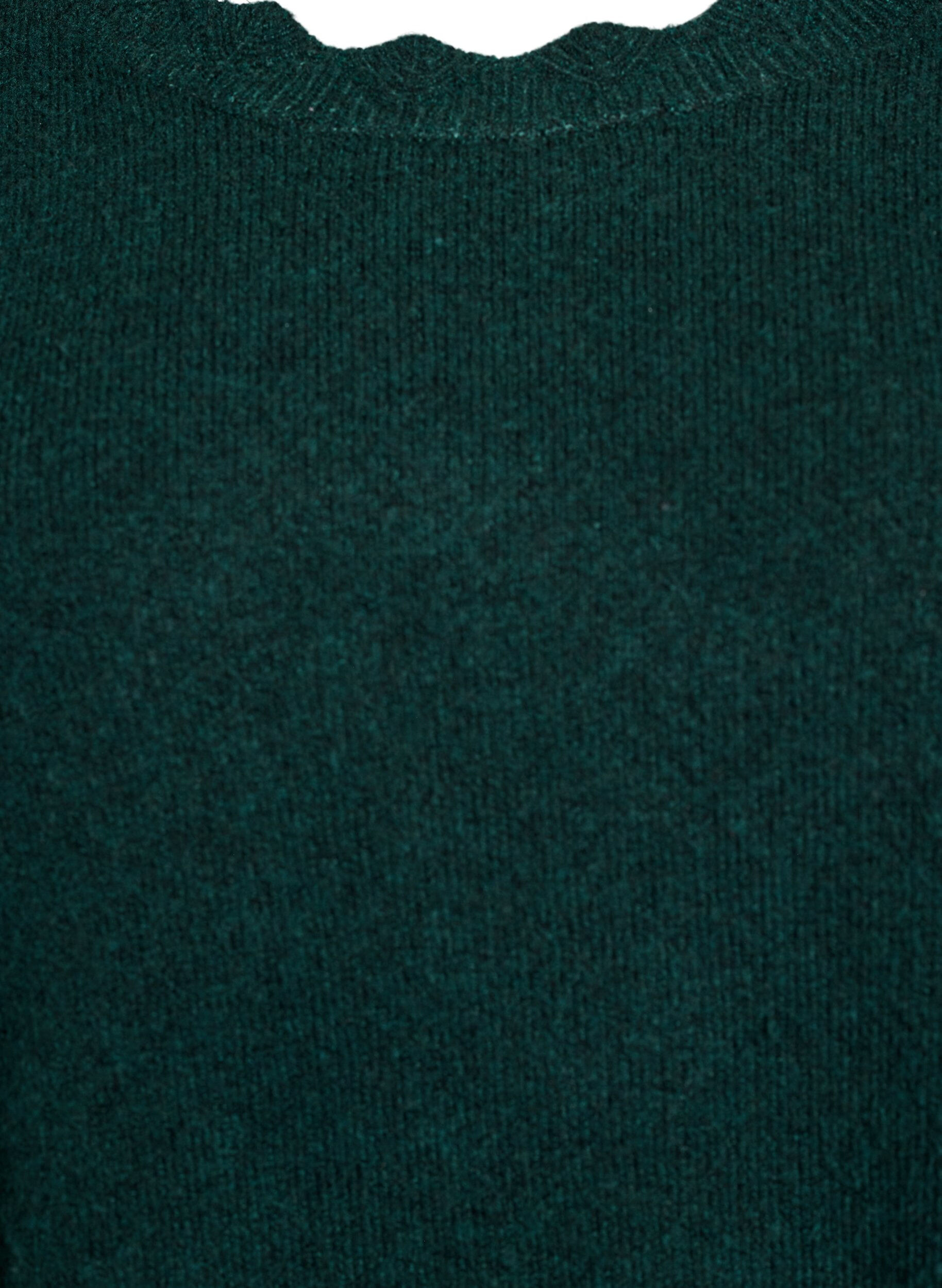 ZizziStrikbluse med b&oslash;lgekanter, Gr&oslash;n, Packshot image number 2