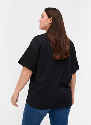 Kortærmet t-shirt i bomuld, Black, Model image number 1