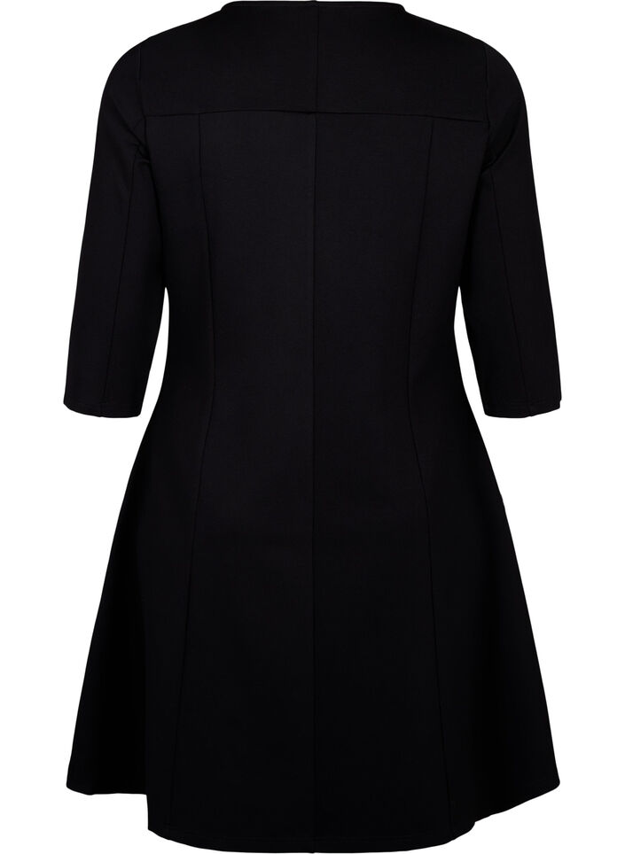 A-formet kjole med 3/4 ærmer, Sort, Packshot image number 1
