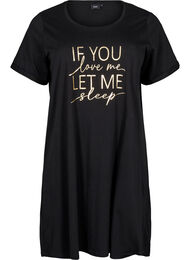 Kortærmet natkjole i økologisk bomuld , Sort