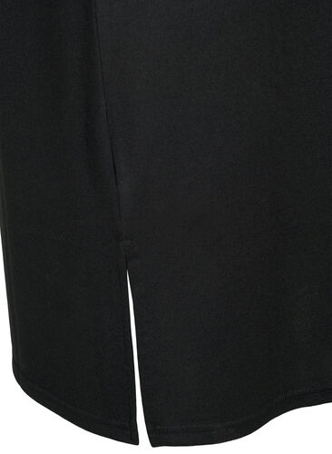 Langærmet jerseykjole med knappe detalje, Black, Packshot image number 3