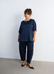 Satinbluse med albuelange &aelig;rmer, Bl&aring;, Model image number 1