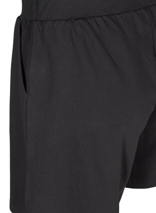Løse bomulds shorts med lommer, Black, Packshot image number 3
