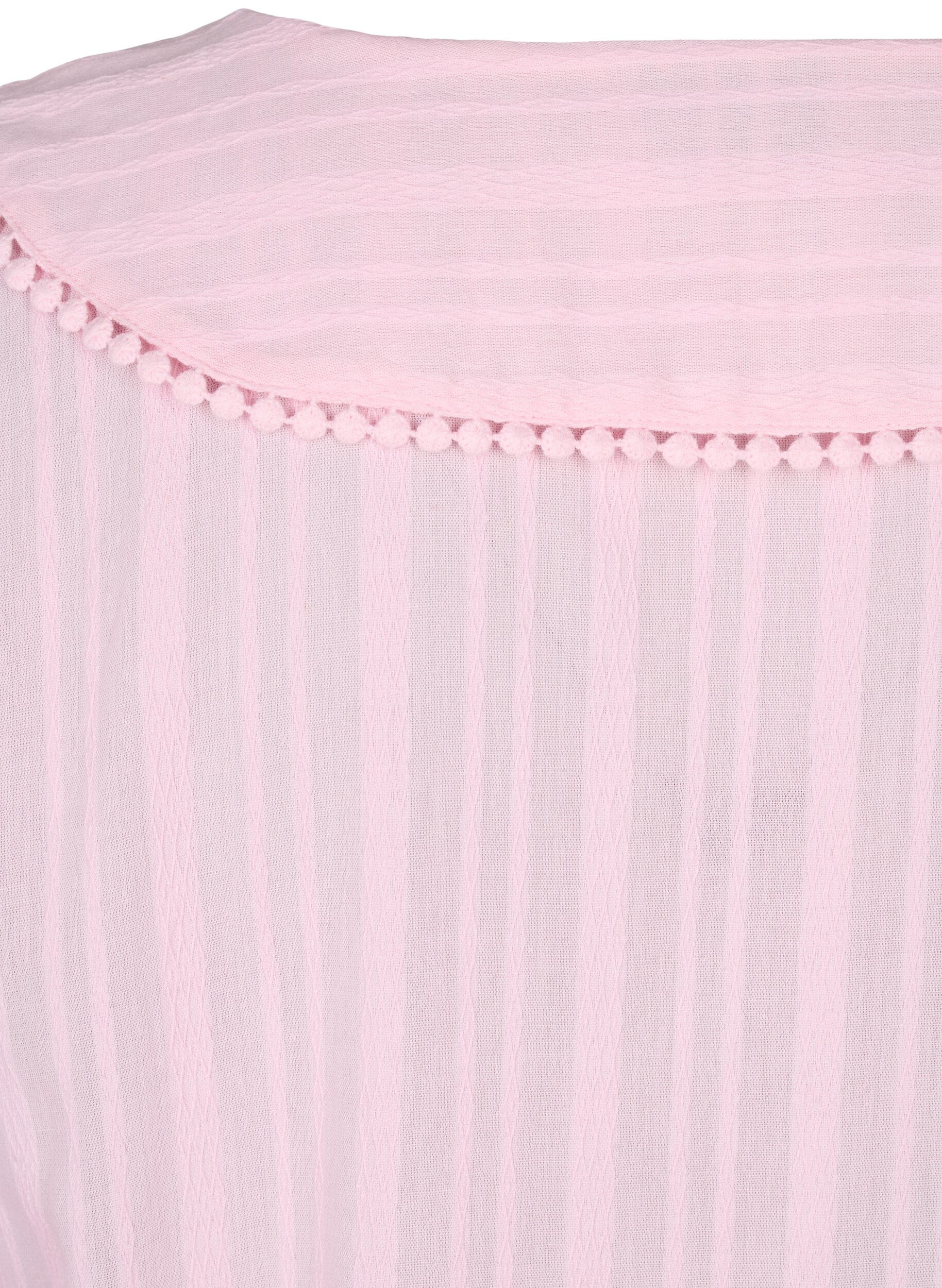 Zizzi Kjole i bomulds-viskose mix med 3/4 &aelig;rmer, Almond Blossom, Packshot image number 4