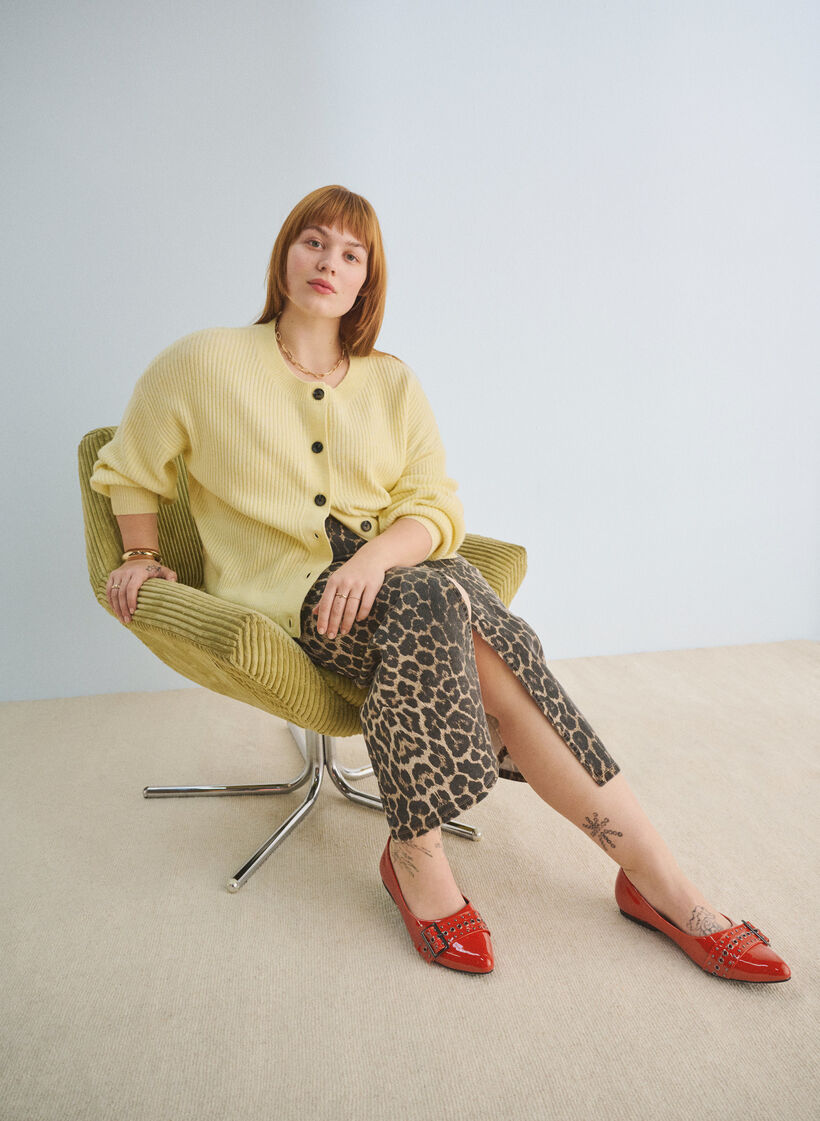 Maxinederdel med leopardprint og frontslids, Leo AOP, Image image number 0