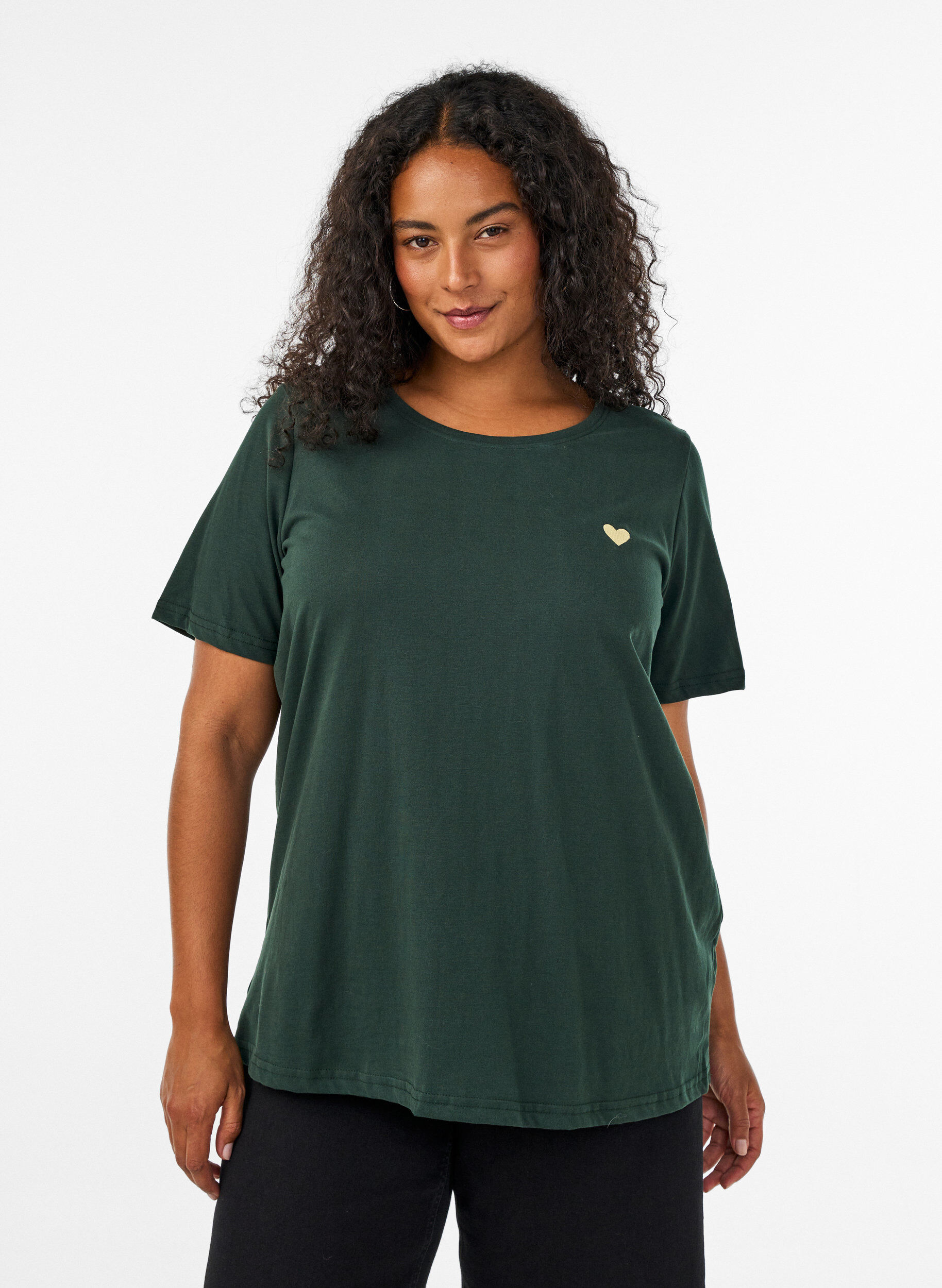 T-shirt med motiv, Gr&oslash;n, Model