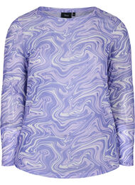Mesh bluse med print, Lilac