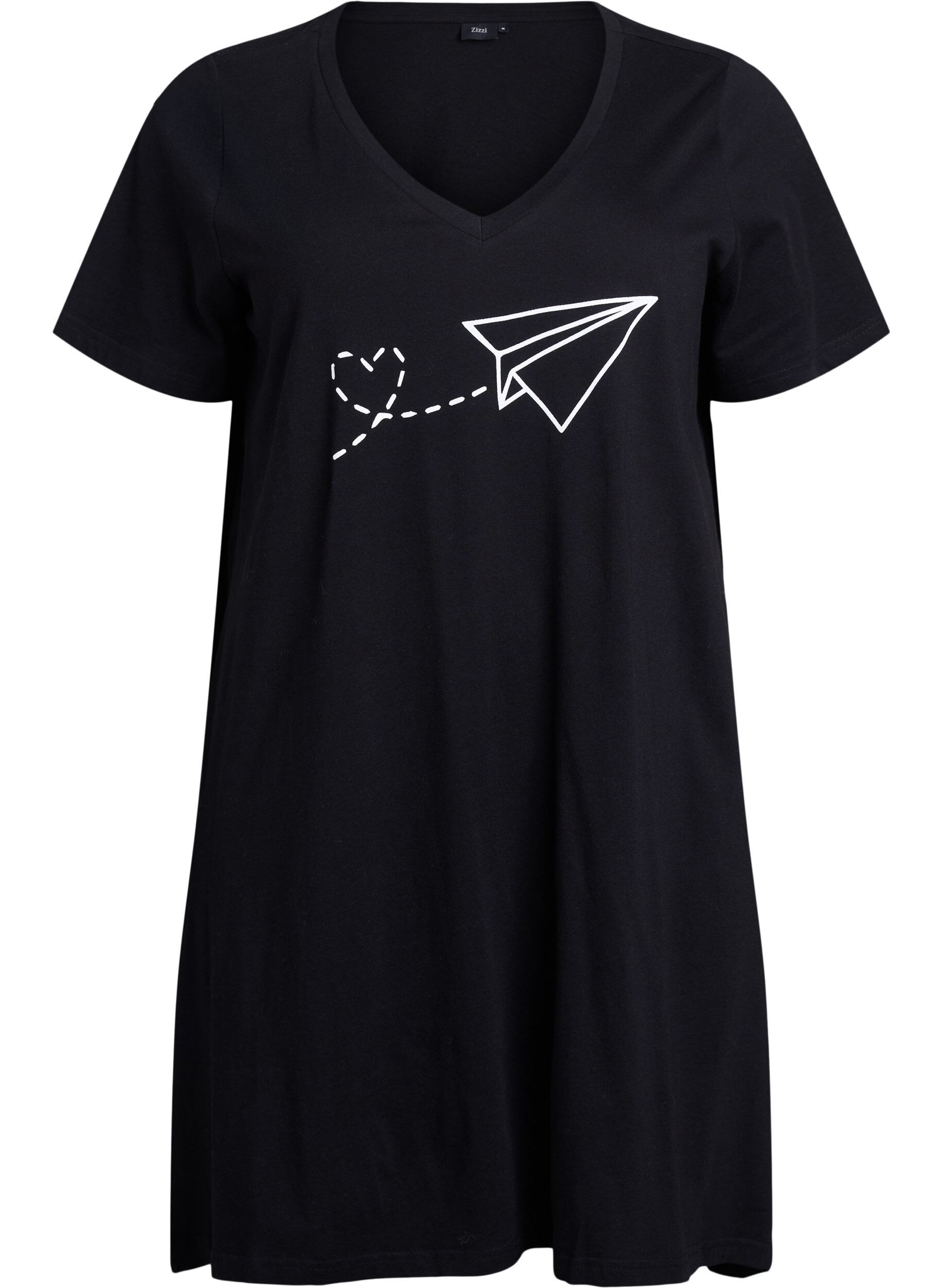 Natkjole i &oslash;kologisk bomuld med v-hals 