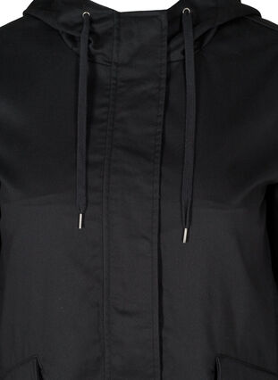 Kort jakke med hætte og lommer, Black, Packshot image number 2