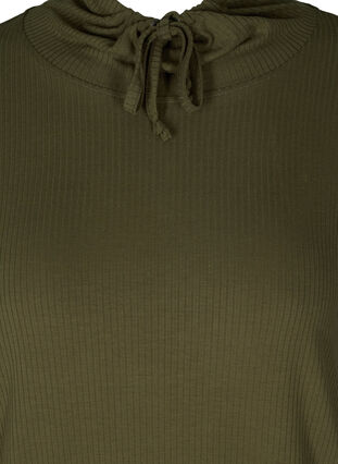 Langærmet bluse med høj hals og snøre, Olive Night, Packshot image number 2