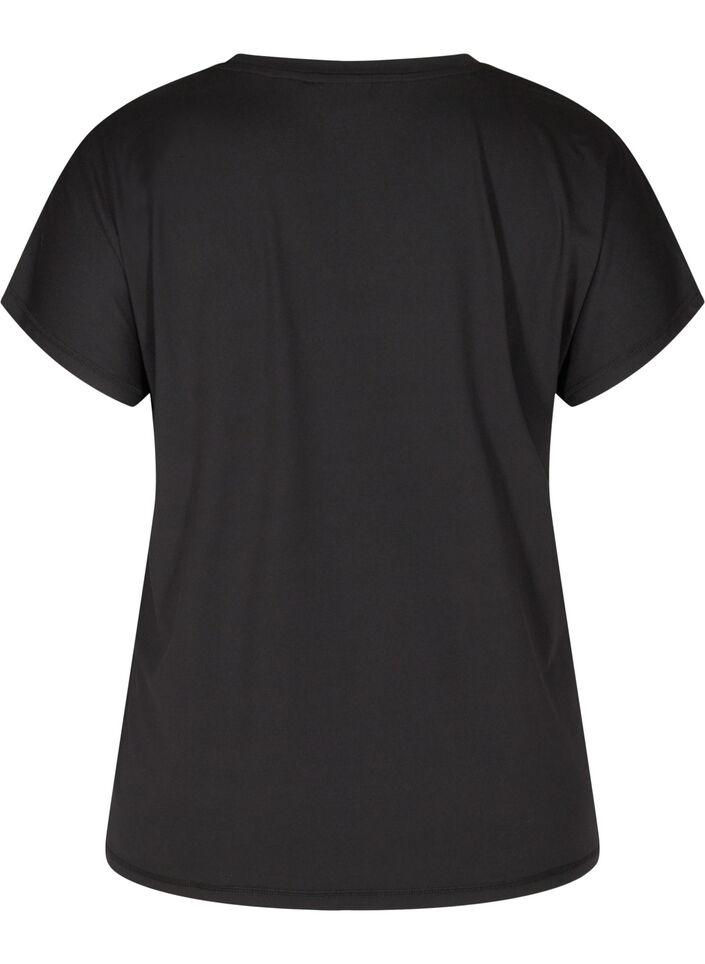 L&oslash;s tr&aelig;nings t-shirt med v-hals, Sort, Packshot