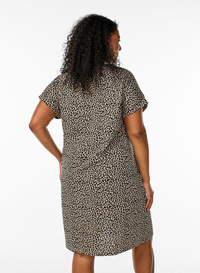 2-pak t-shirt kjole med korte ærmer, Brun, Model image number 2