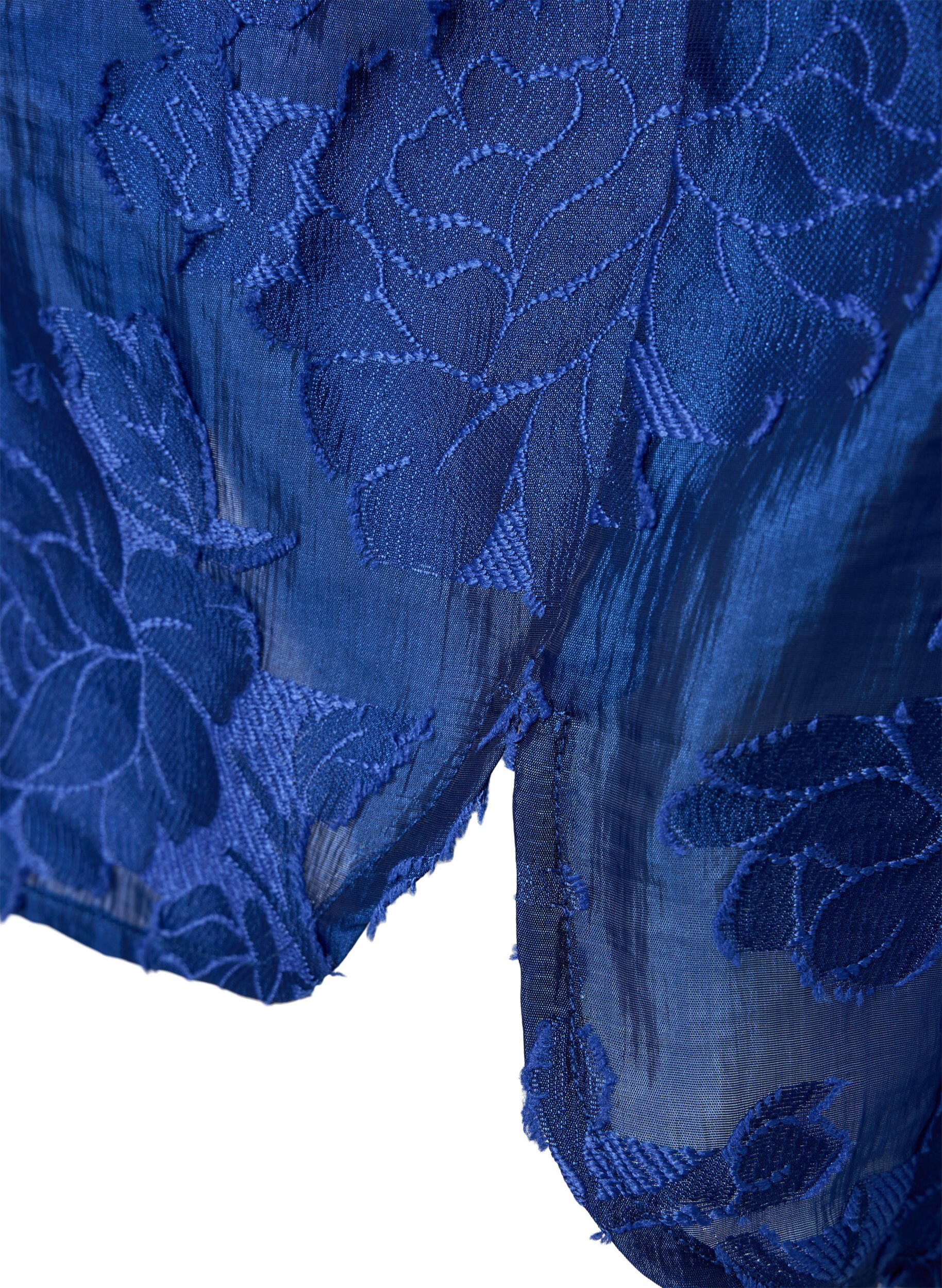 Zizzi Lang skjorte i jacquard, Mazarine Blue, Packshot image number 3