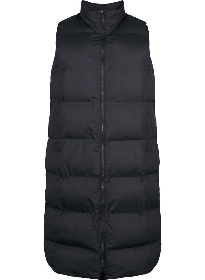 Lang vest med lommer og tovejs lynl&aring;s, Sort, Packshot image number 0