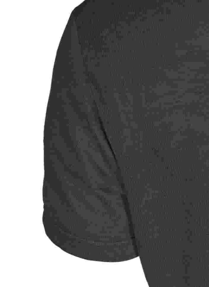 Kortærmet t-shirt med knapper , Black, Packshot image number 3