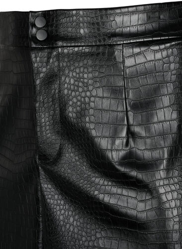 Nederdel i imiteret læder med dyremønster, Black, Packshot image number 2