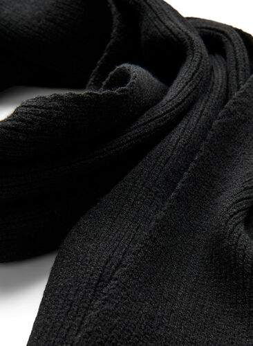 Ensfarvet halstørklæde med viskose, Black, Packshot image number 1