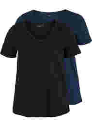 2-pak basis t-shirt i bomuld, Black/Navy B
