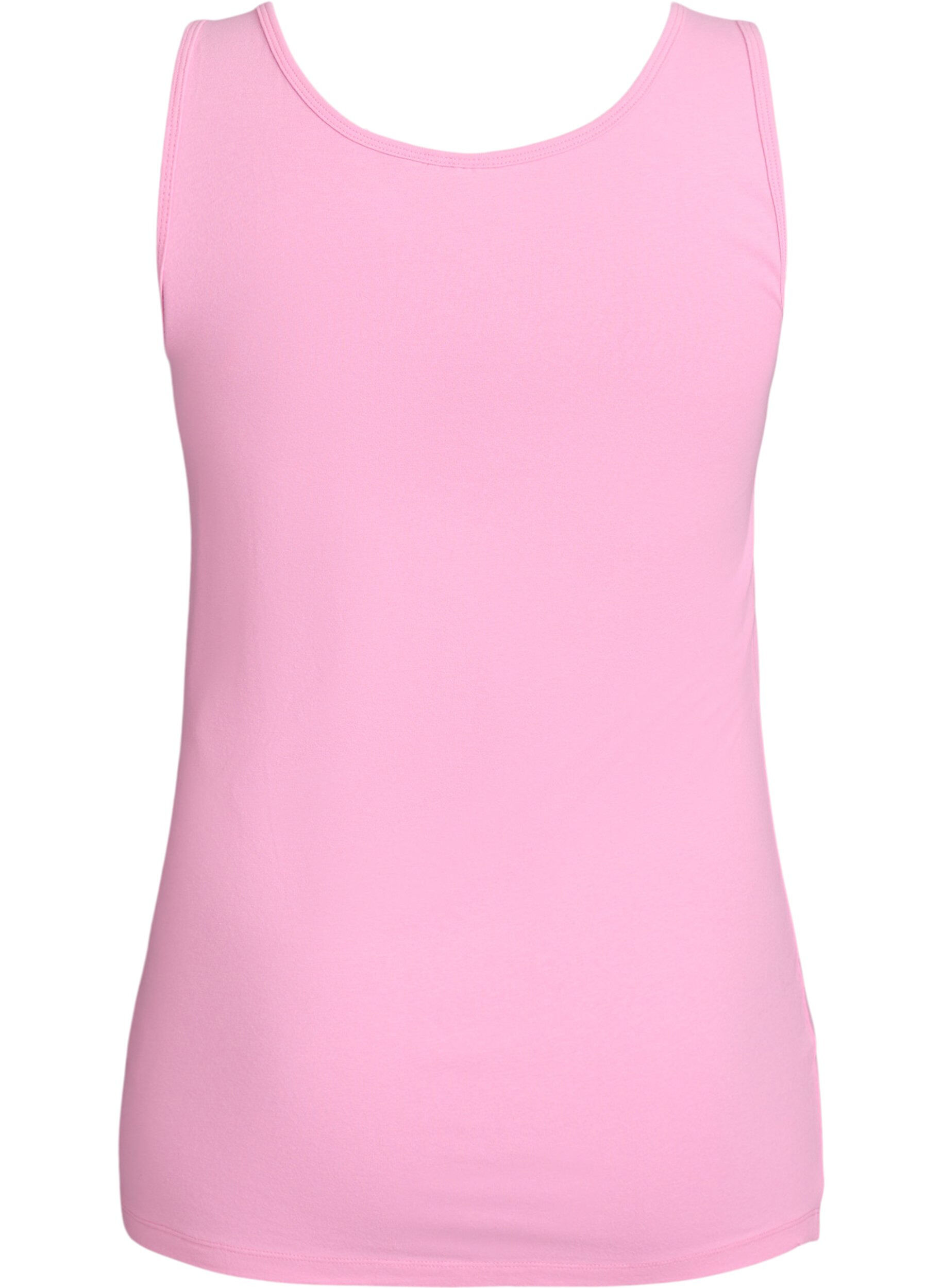 ZizziEnsfarvet basis top i bomuld, Lyser&oslash;d, Packshot image number 1