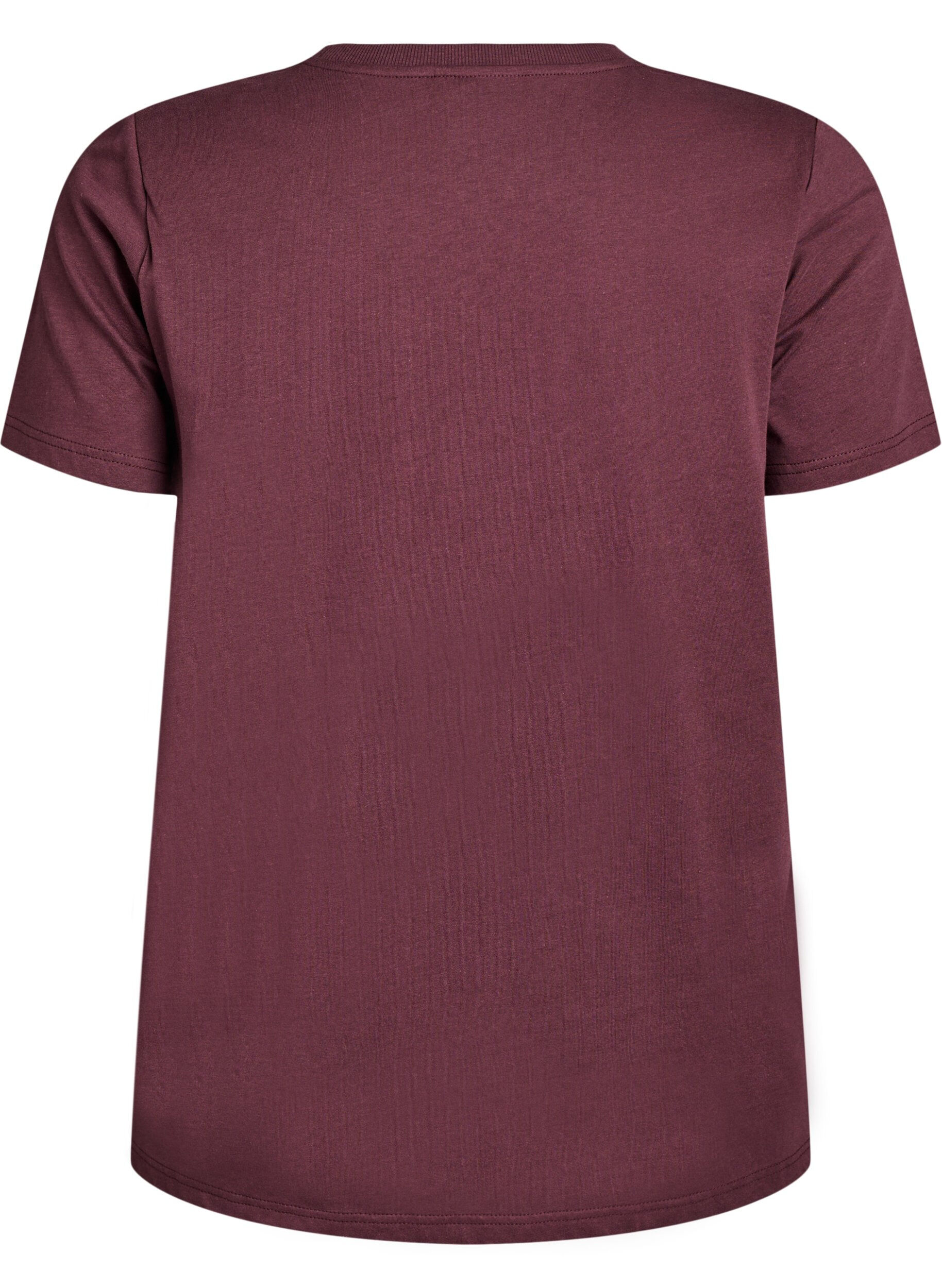 Zizzi Basic t-shirt i bomuld med skulderpuder, M&oslash;rk Bordeaux, Packshot image number 1