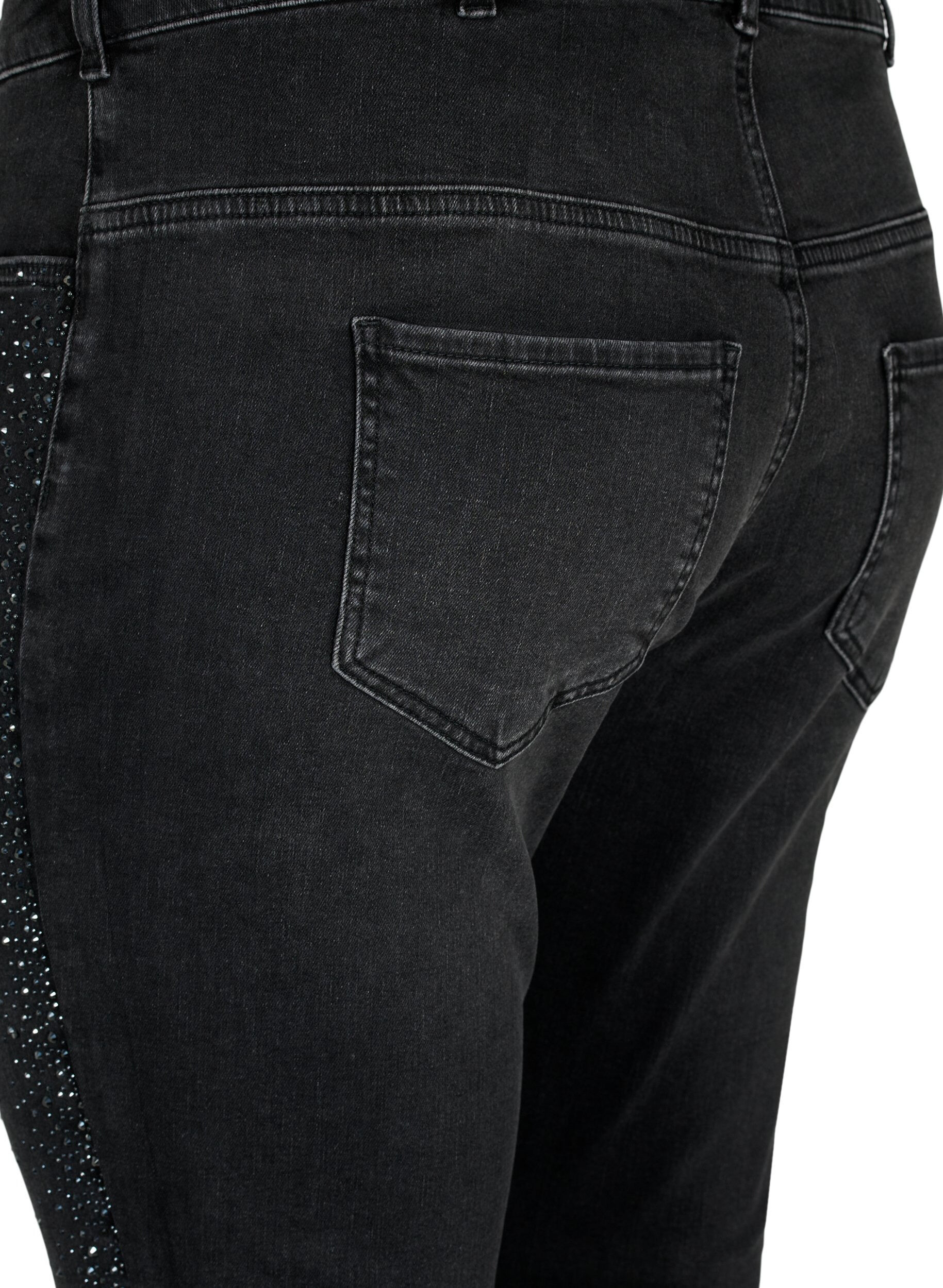 Zizzi H&oslash;jtaljede Amy jeans med similisten, Grey Denim, Packshot image number 3