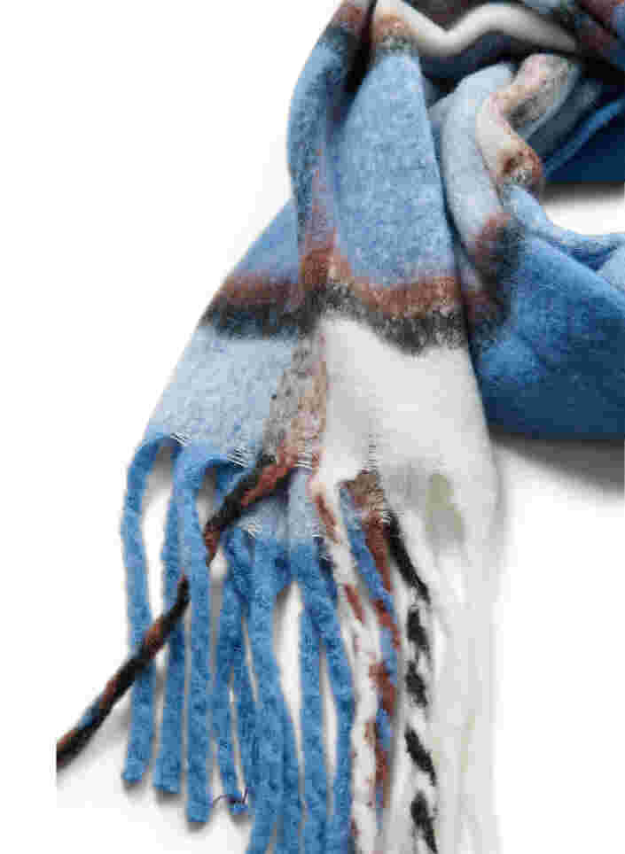 Mønstret halstørklæde med frynser, Blue, Packshot image number 1