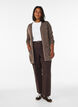 Lang strikcardigan i viskosemix, Brun, Model image number 1