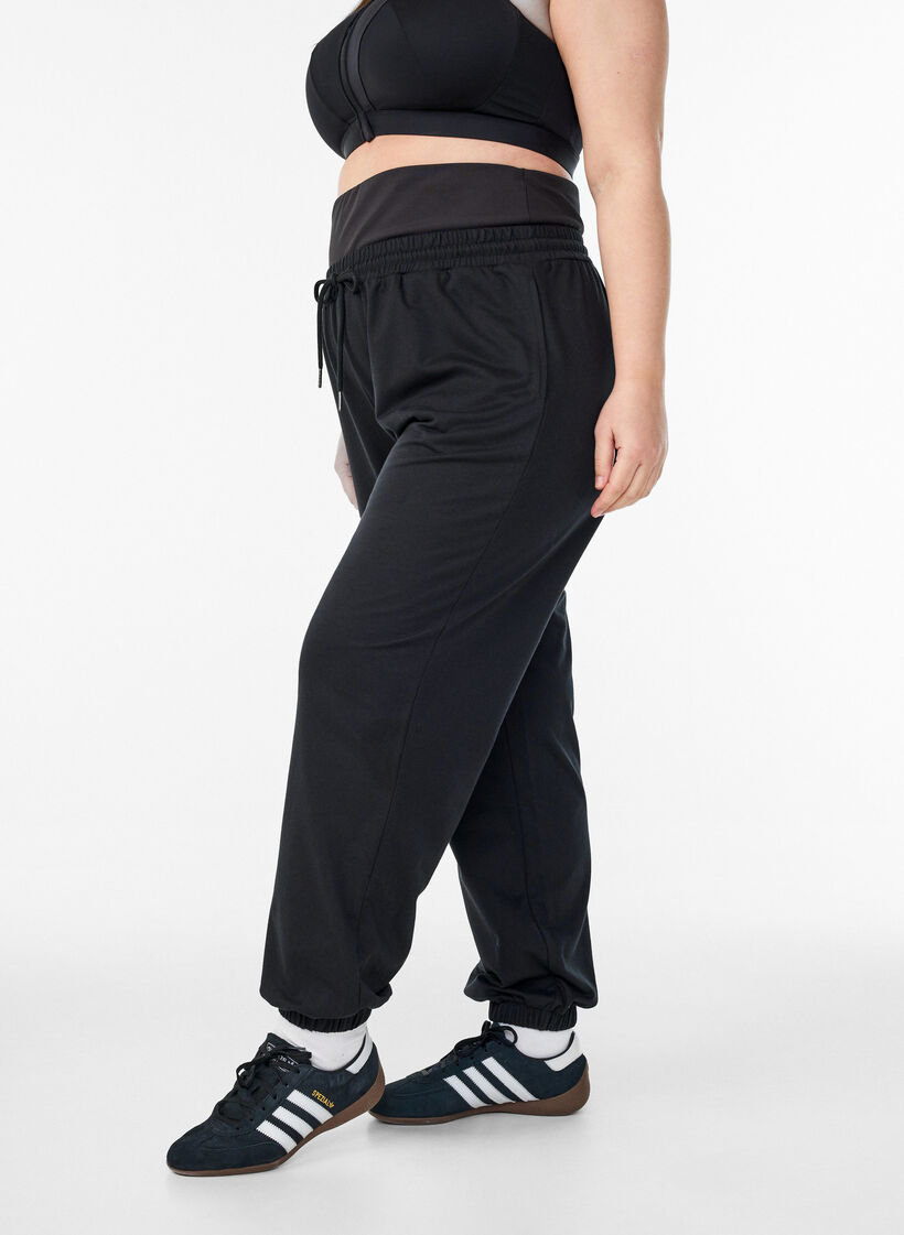 Sweatpants med bred taljelinning, Sort, Model image number 0