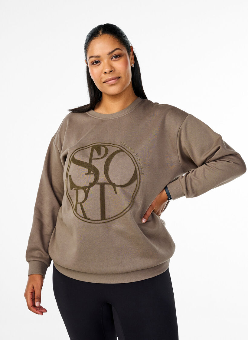 Sweatshirt med motiv, Walnut, Model image number 0