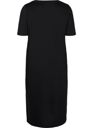 T-shirt kjole i bomuld med slids, Black, Packshot image number 1