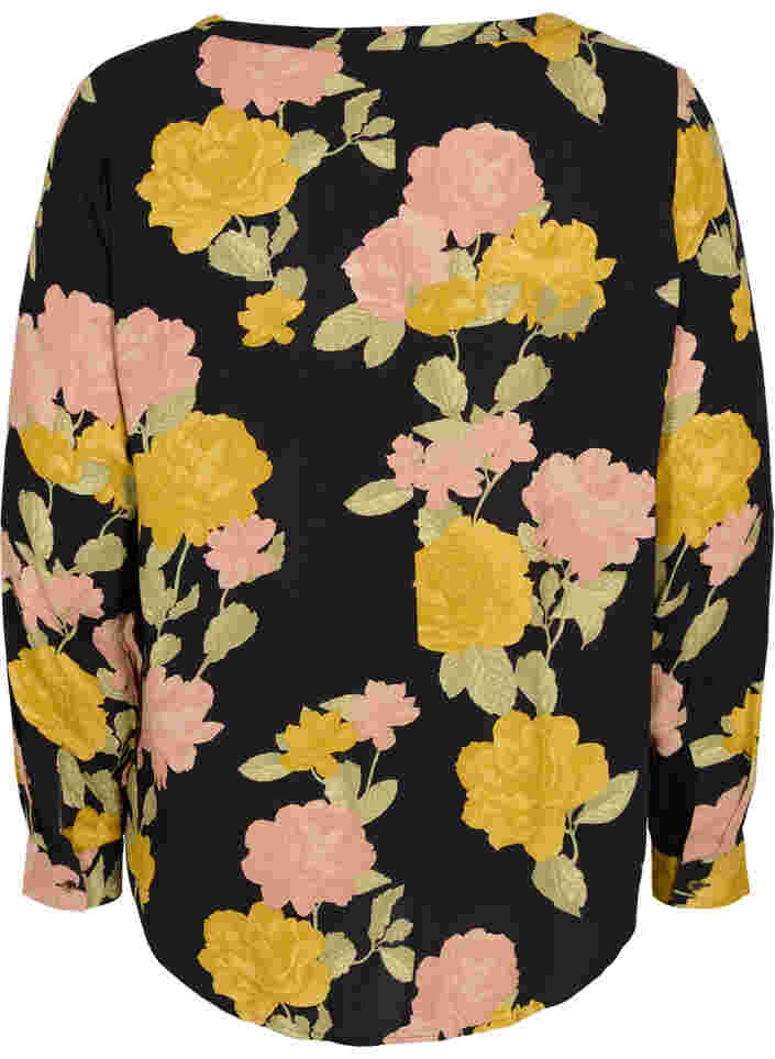 Bluse i viskose med blomsterprint, Scarab Flower, Packshot image number 1