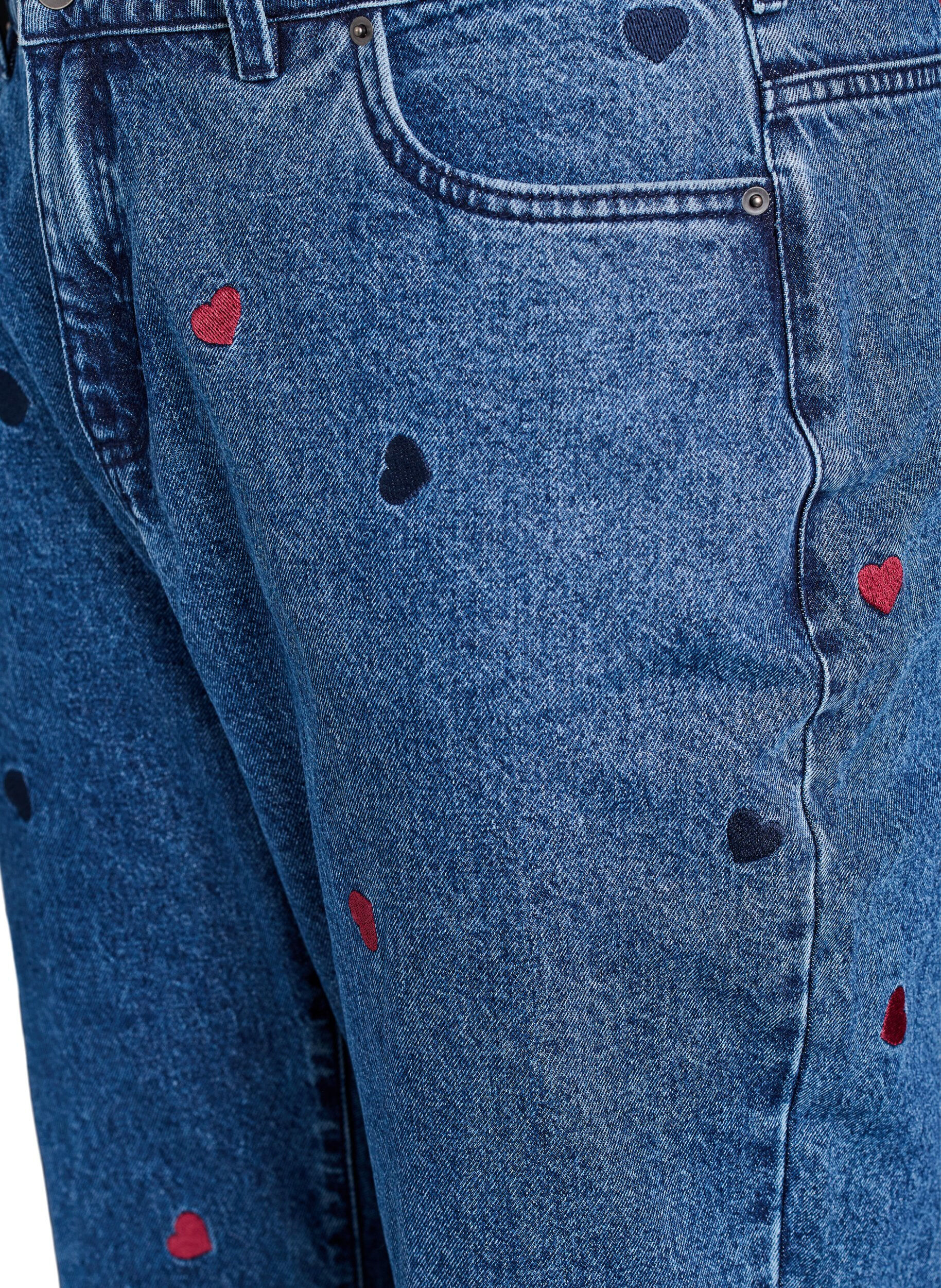 Zizzi Mille mom fit jeans med broderi, Bl&aring;, Packshot image number 2