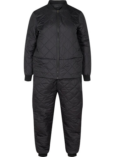 Quiltet 2-i-1 jumpsuit med lommer, Black, Packshot image number 0