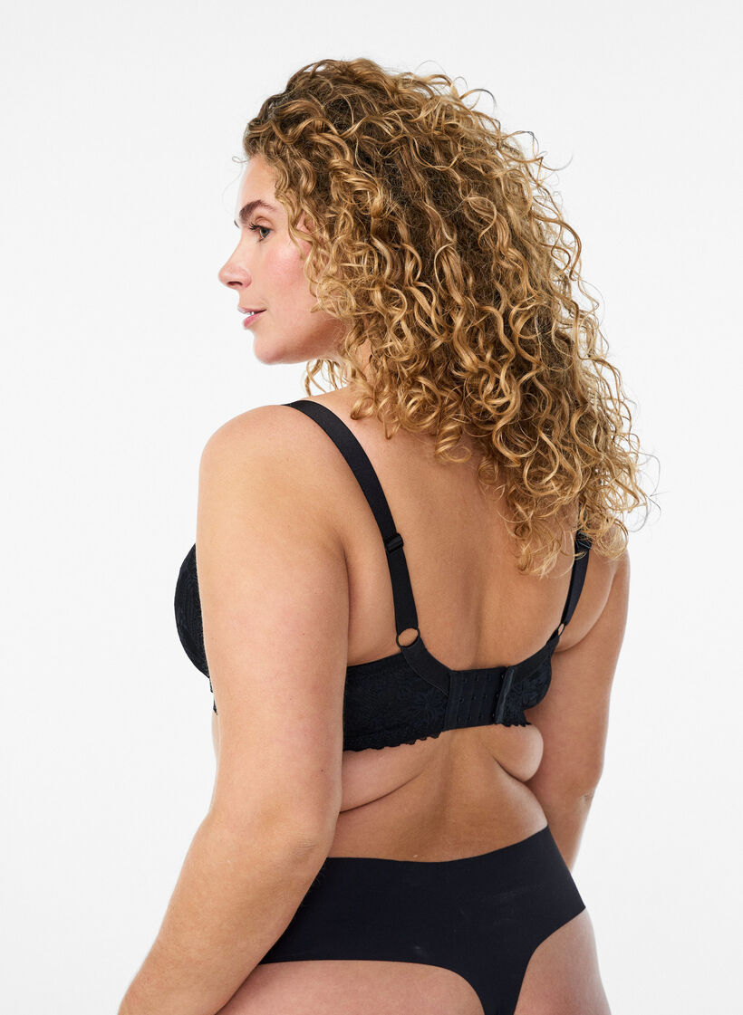Vatteret bh med blonder, Sort, Model image number 2