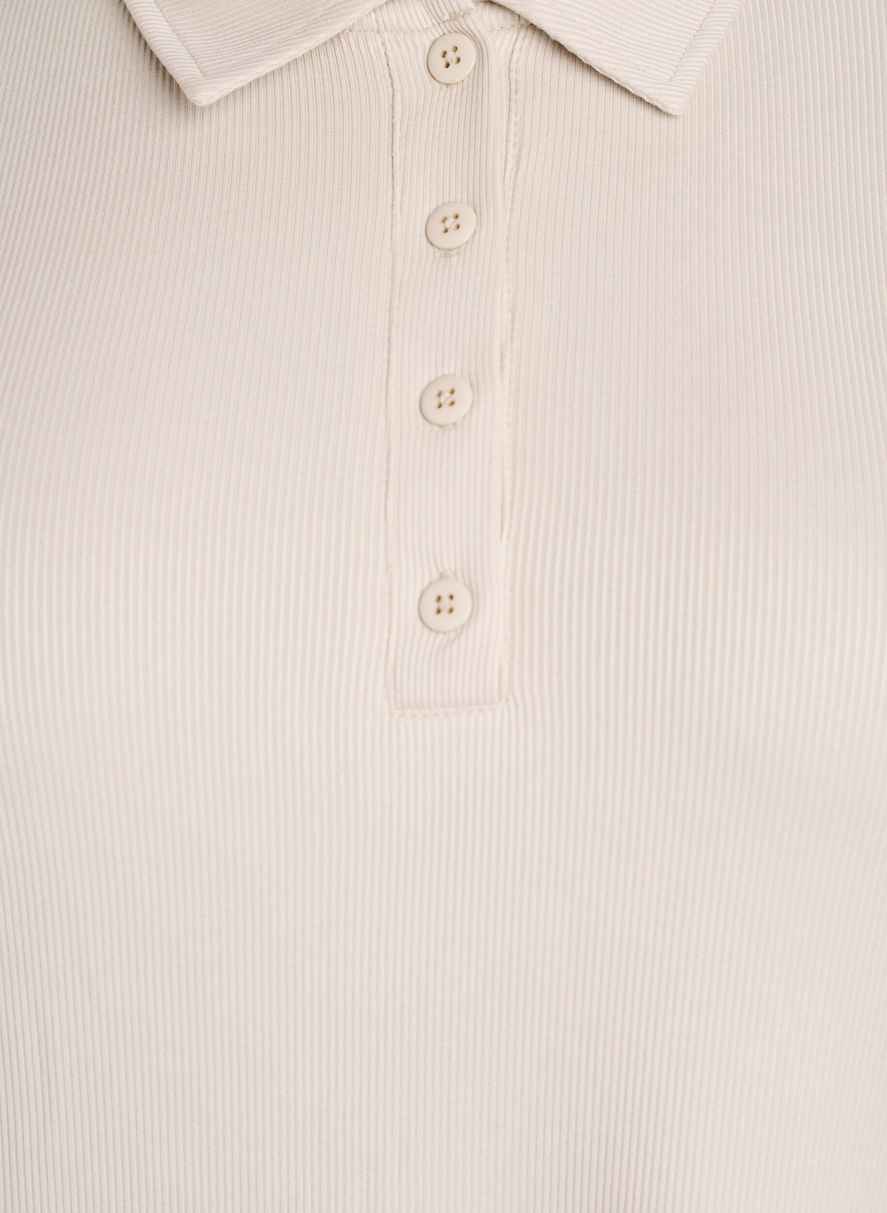Zizzi Poloshirt i bl&oslash;d rib med lange &aelig;rmer, Beige, Packshot image number 2