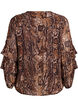 Bluse med dyreprint og flæsedetaljer, Brun, Packshot image number 1