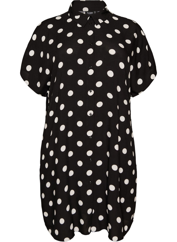 L&oslash;stsiddende lang skjorte i viskose, Vanilla, Packshot image number 0