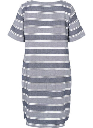 Stribet kjole med korte ærmer, Blue Stripe, Packshot image number 1