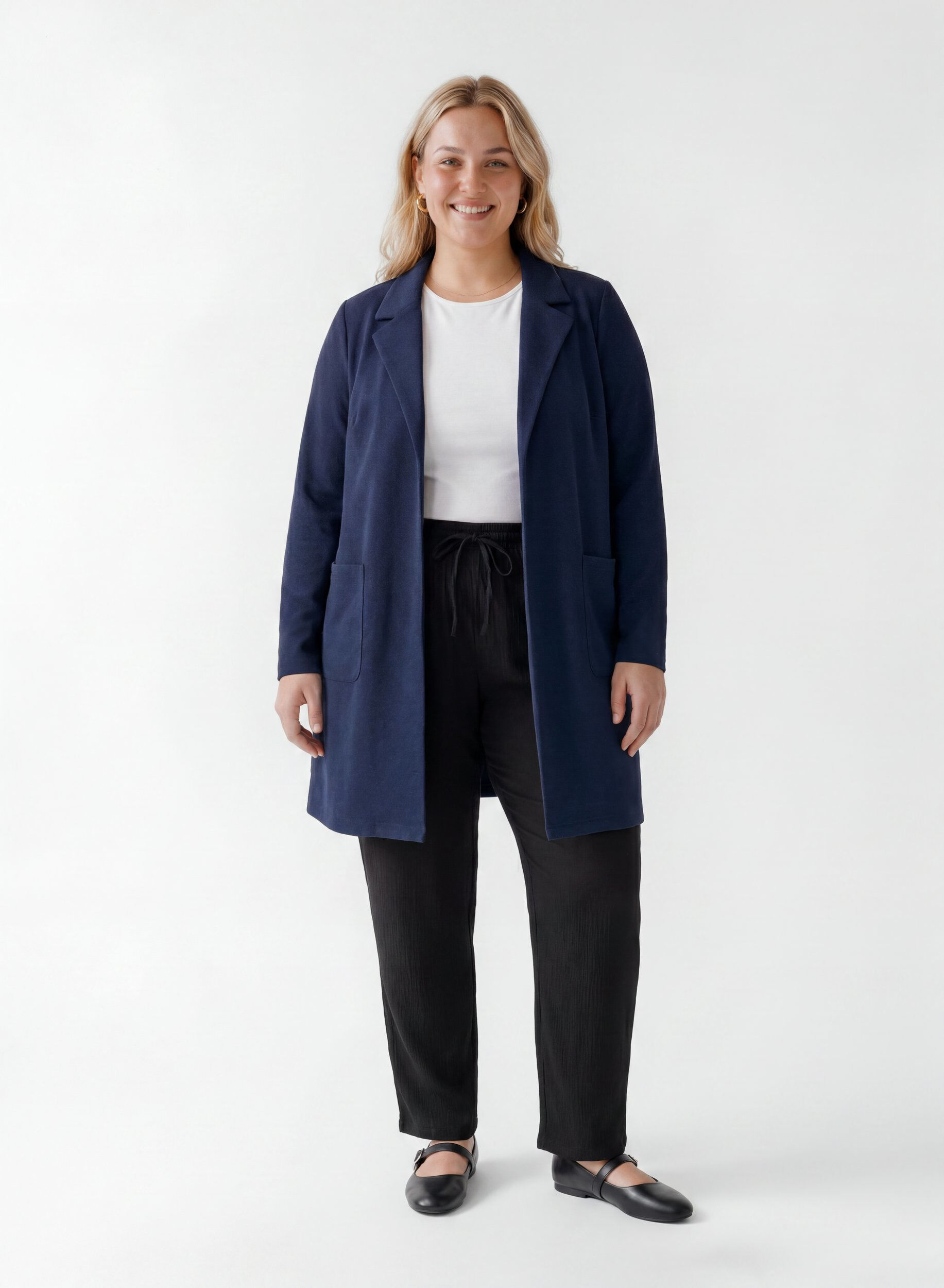 ZizziLang blazer med lommer, Bl&aring;, Model image number 1